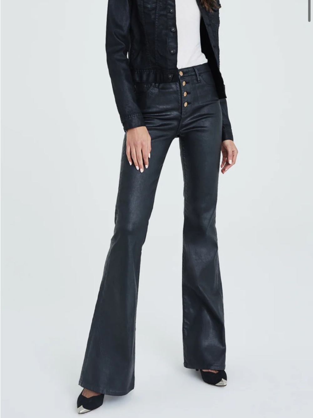 Ag Adriano Goldschmied high-rise flare button up Black size 32 R